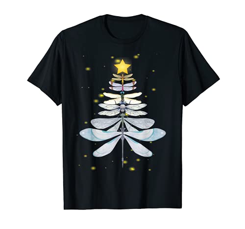 Merry Christmas Dragonfly Christmas Tree insect Lover Xmas Camiseta