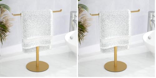 Image of Gold Hand Towel Stand, T-Shape Hand Towel Holder for Bathroom, Display Fingertip Towel Holder Organizer and Bathroom Towel Racks,Kitchen Towel Rack (Pack of 2)