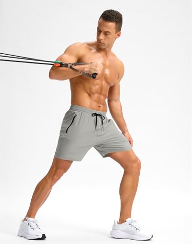 Image of Pudolla Men's Running Gym Shorts with Zipper Pockets 5 inch /7 inch / Lightweight Quick Dry Running Workout Athletic Short