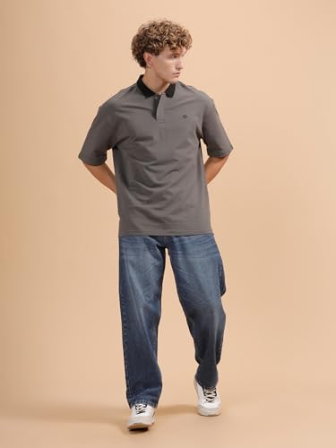 Image of WROGN Men's 100% Cotton Jeans | Solid | Baggy Fit