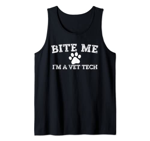 Vet Tech Gifts, Técnico veterinario Morder Me I'm A Vet Tech Camiseta sin Mangas