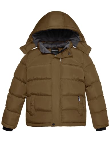Image of wantdo Boys Puffy Winter Coats Fleece-Lined Snow Jackets Removable Hood