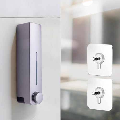 Image of Robustt Stylish Wall Mounted Liquid Soap Dispenser 360ML (Grey, Pack of 5) - with Adhesive Hooks | Easy Installation for Bathroom & Kitchen - Durable ABS Material, Sleek Design