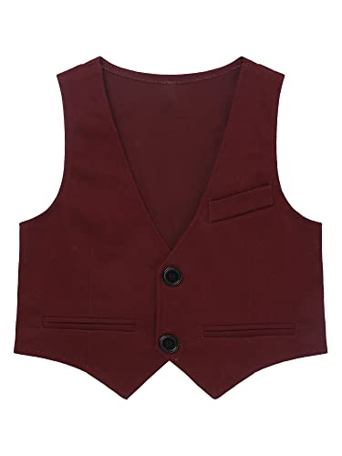 JEATHA Kids Boys 2-Button Formal Dressy Vest V Neck Single-Breasted Waistcoat for Wedding Birthday Party