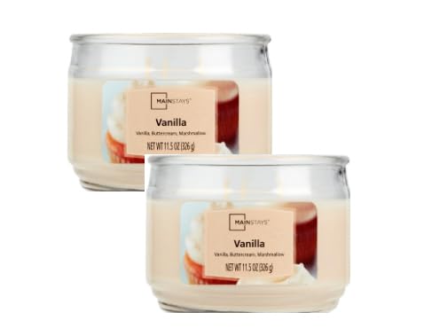 Mainstays Vanilla Scented 3-Wick Glass Jar Candle 11.5 oz 2Pack