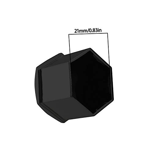 Create idea 20 Stück Schwarz Radmutterkappen Kappen Inbusschrauben Abdeckungen 21 mm Sechskant Schutz mit Ausbauwerkzeug Kompatibel mit Range Rover FIAT Ducato