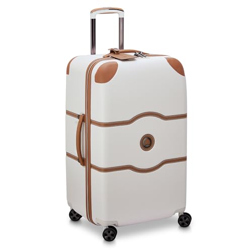Image of DELSEY PARIS Chatelet Air 2.0 Checked Luggage Trunk 26 Inch, Hardside Polycarbonate Suitcase, Dual-Density Spinner Wheels, TSA Lock, Angora