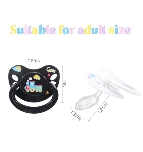 Image of Landofgenie Adult Sized Pacifier Large Handle Large Shield Cute Print Paci White