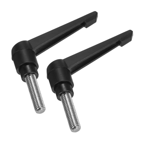 Image of uxcell 2pcs Clamping Lever Handles, M10 x 30mm 304 Stainless Steel Threaded Male Stud, Adjustable Handles Locking Quick Release Ratchet Push Button Bolt Knobs, Black