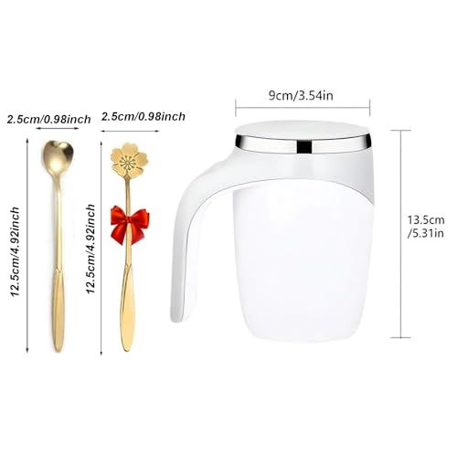 Croovepi Automatic Magnetic Stirring Cup | Rechargeable Stainless Steel Coffee Blender Cup | Magnetic Waterproof Mixing with 2 Stir Spoons for Home Offices Travel - Image 5