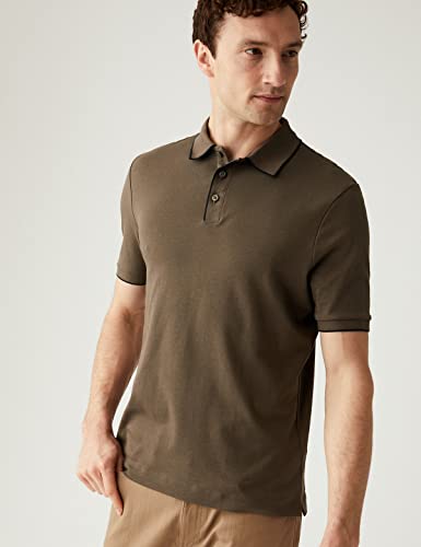 Image of Marks & Spencer Mens Solid Cotton Collared Neck Regular Fit Polo Shirt