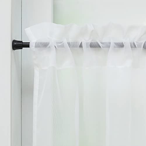 Heichkell Net Curtains Set of 2 Bistro Curtains Voile Transparent Pair Short Shades Plain Window Curtains Kitchen Curtain White W x H 76 x 92 cm x 2 - Image 3