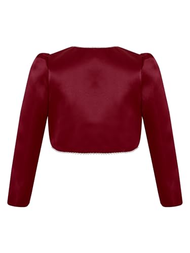 JEATHA Kids Girls Long Sleeve Bolero Shrug Satin Open Front Corpped Cardigan Jacket Princess Evening Dress Coat2