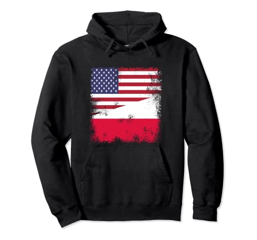 Bandera media polaca | Regalo Vintage Poland USA Sudadera con Capucha