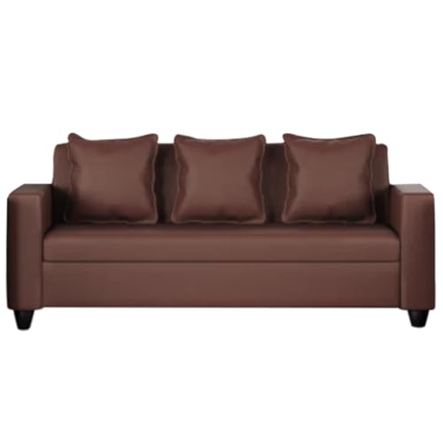 Image of FURNY Lexia 5 Seater 3+1+1 Fabric Sofa Set (Brown)