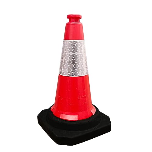 Berry 50CM Traffic Cone | High Visibility Safety Cone with Black Base | 20Inch PE Portable Road Cone for Street, Driveway & Parking Safety | Wind Resistant Reflective Traffic Cone (Set of 1)