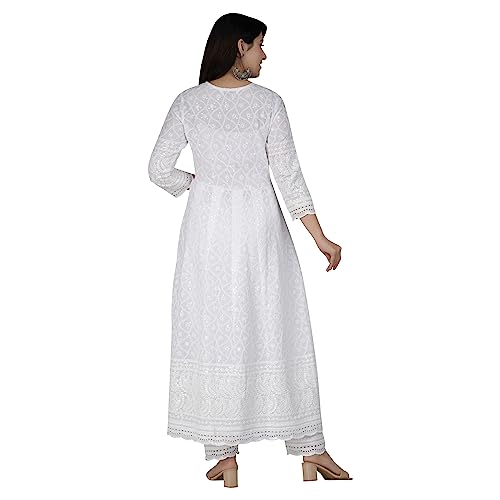 JG JAI GOVINDAM Chikankari Cotton Anarkali Indian Kurti For Women Summer Dress Kurta Pant With Dupatta Set Pakistani Kurta2