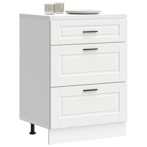 Gecheer Mueble bajo de Cocina Porto Madera contrachapada Blanca Aparador Comedor,Mueble Auxiliar,Alacena de Cocina Estantería de Cocina,Muebles de Cocina TY-2