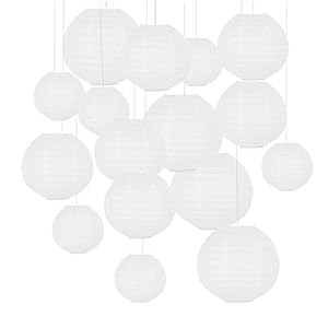 Party Decoration White Wedding Party Decoration Set Paper Fans Lanterns Honeycomb Balls Tissue Pom Poms Honeycomb Balls…