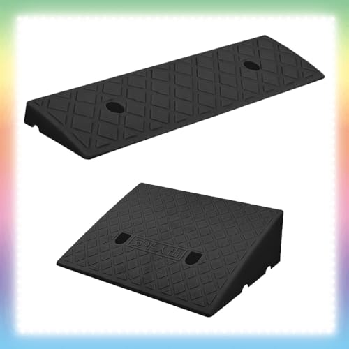 YCBTPS Rampe en Caoutchouc Lourde, Hauteur 3 15 17 Cm, Rampe Trottoir De Voiture, Rampe De Garages Antidérapantes, Rampe De Seuil avec Surface Structurée(Black,19.3 * 5 * 1.2in)