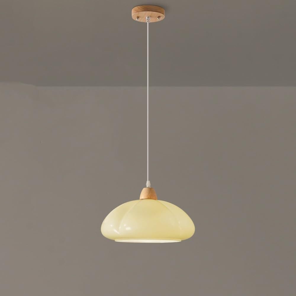 Lámpara de techo de vidrio soplado color naranja claro con altura ajustable estilo nórdico