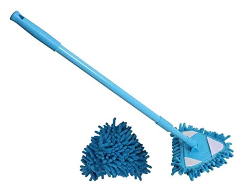Fregona giratoria, Trapeador húmedo y seco telescópico de Microfibra Triangular Chenilla Limpieza Giratorio 180 Grados, fácil Limpiar Reutilizable(A mop Head)
