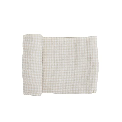 Image of Little Unicorn Premium Cotton Swaddle Baby Blanket | Breathable Fabric | for swaddling, Play, Nursing & More (Tan Gingham)