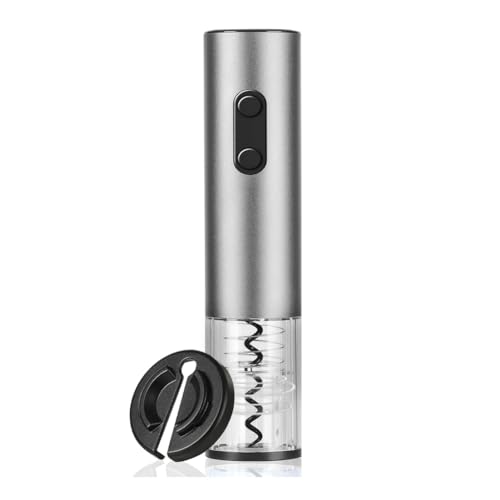 Sxmrmnx Sacacorchos eléctrico de vino con cortador de papel de aluminio, de acero inoxidable, funciona con pilas, juego de sacacorchos automático de botellas