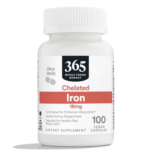 365 by Whole Foods Market Chelated Iron 18mg Vegan 100 Capsules