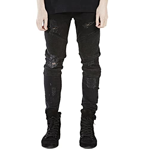 Jeans ajustados para motociclista hombre estilo urbano miniatura 2