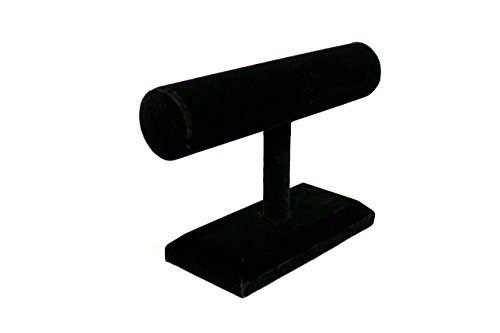 Bejeweled Display®High Quality Wood One Tier Bracelet Bangle T Bar in 3 Colors (Black Velvet)