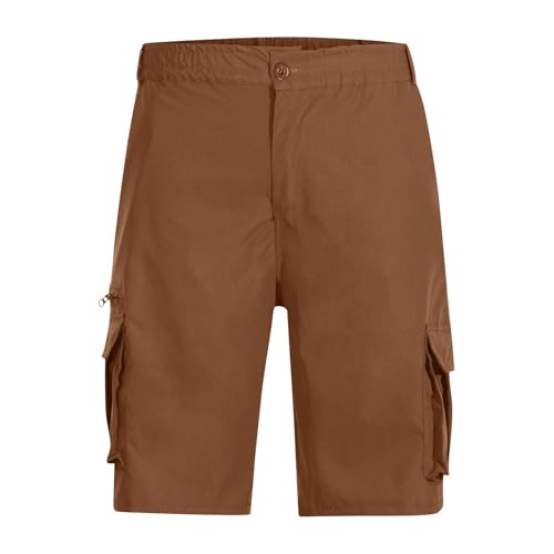 Image of Men Cargo Shorts Elastic Waist Outdoor Casual Shorts Stretch Drawstring Summer Baggy Joggers Short with Pockets