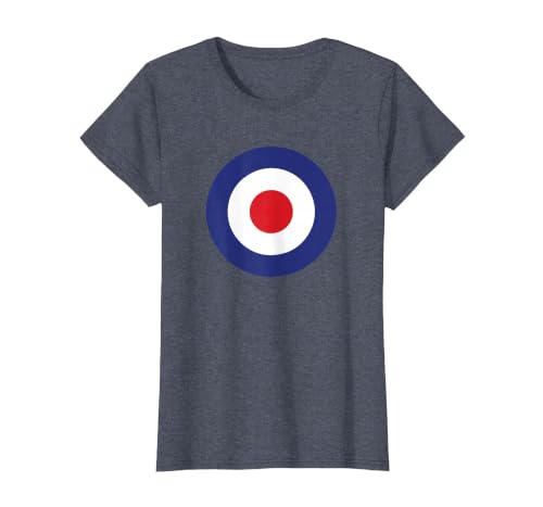 Mod Target Circle Music Logo | Retro Air Force RAF Roundel T-Shirt, Women, Heather Blue, XX-Large