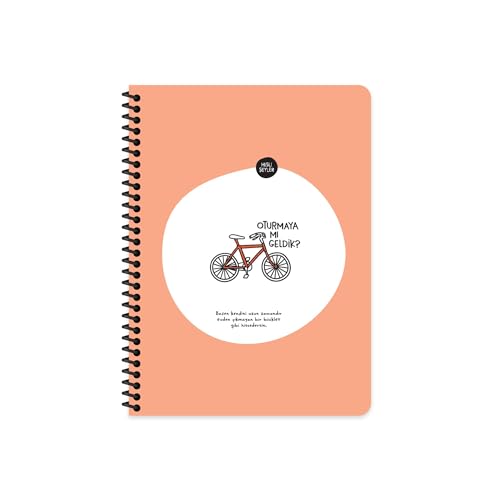 Hisli Şeyler Çizgili Spiralli Stickerli Defter Oturmaya Mı Geldik? 16,5x22,5