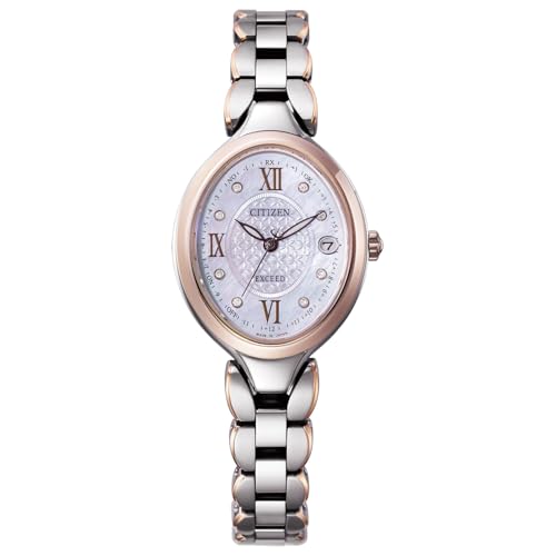 腕時計 EXCEED  ES9515-53N レディース 軽量 白蝶貝 光発電エコ ドライブ サファイアガラス ドレスウォッチ ギフト ビジネス アナログ 秒針 楕円 ピンク サクラピンク シルバー 電波ソーラー