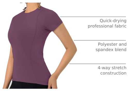 Image of Loovoo Women Workout Shirts, 1 /2 /3 Pack Short Sleeve Compression Tee | Tight Fit Gym Basic Tops, Athletic Quick Dry Crew Neck 4-Way Stretch, Flat Seams Ideal for Yoga, Gym, Running and Daily Wear