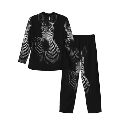 Portrait Of Zebra Mens Pajamas Set Button Down Sleepwear Set Long Sleeve Loungewear With Pockets4