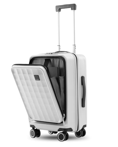Image of SNITCH Rubik Laptop Cabin Size Off White Polycarbonate Hard Travel Suitcase - Trolley Bag Small & Luggage with 8 Wheels, Premium Lock, Laptop Compartment & Free Shoe Bag