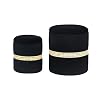 Adeco Round Storage Ottoman Set of 2 Modern Small Upholstered Velvet Vanity Chair Padded Footrest Stool Seat Footstool for Living Room Bedroom Kidsroom Coffee Table Black