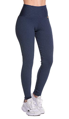 Drakon Women s High Waist Colombian Yoga Pants Tummy Control Workout Ruched Butt Lifting Stretchy Leggings Textured Booty Tight(Jasper Blue)