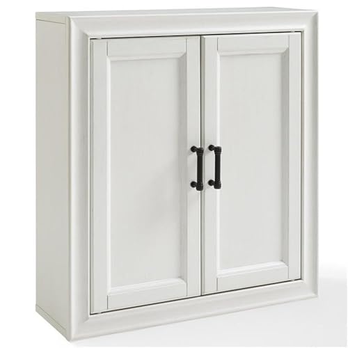 Pemberly Row Modern Wood Medicine Cabinet, Vintage White Finish, 26