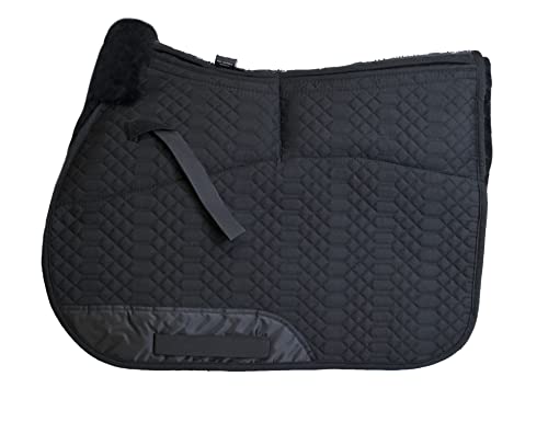 Engel Reitsport | SCHABRA1AP-VSS-SCH-SCH | Schabracke | Aufpolster Korrektur | Steppstoff | Lammfell im Sattelbereich | Half Lined |Fellkranz vorne | Vielseitigkeit | Stoff schwarz Fell schwarz