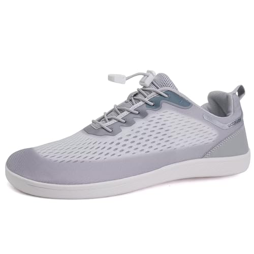 WateLves Wide Water Shoes Mens Womens Beach-Swim-Aqua-Barefoot Shoes Breathable & Non-Slip & Optimal Relaxation Walking Sneakers (White Gray