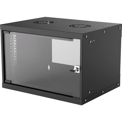 Image of Intellinet Network Cabinet, Wall Mount (Basic), 6U, 400 mm Deep, Black, Flatpack, Max 50 kg, Glass Door, 19 Inch, Three Year Warranty