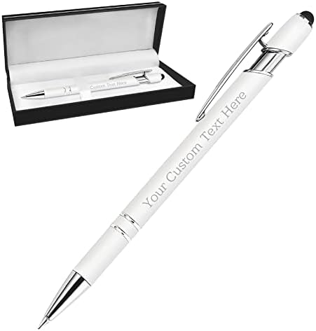 BYWEXCLESD Personalised Custom Pens Bulk Free Engraving with Name Message Ballpoint Pens with Stylus for Business Office Graduation Customised Gifts for Men Women Birthday Christmas (10 Pcs Assorted)