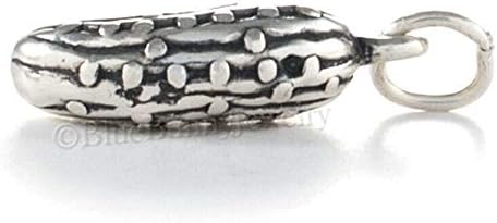PICKLE Charm FOOD Cucumber Sterling Silver 925 .925 3D