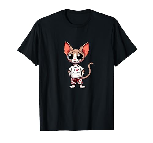 Sphynx Cat I Love Grandpa Pet Funny Grandpa Grandfather Camiseta