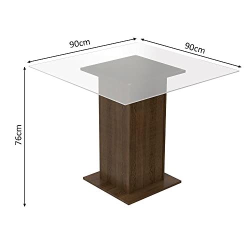 Conjunto Sala de Jantar Madesa Miami Mesa Tampo de Vidro com 4 Cadeiras - Rustic/Preto/Sintético Pre