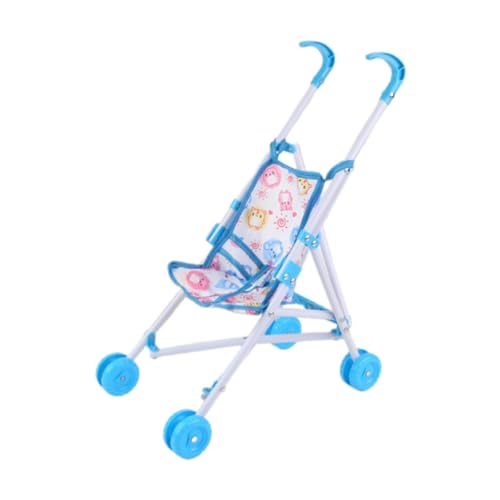 Milageto Cochecito de Juguete de simulación, Cochecito de muñecas, Regalo de Fiesta, Mini Cochecito de bebé, Carrito de Empuje en Miniatura, Juguete Plegable, Azul