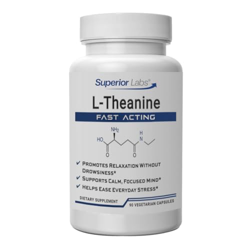 Superior Labs L-Theanine 250 mg Capsules, Non-GMO, Promotes Non Drowsy Relaxation & Helps Ease Everyday Stress, Supports Healthy Sleep, Promotes a Focused Mind, High Absorption, 90 Veg Caps